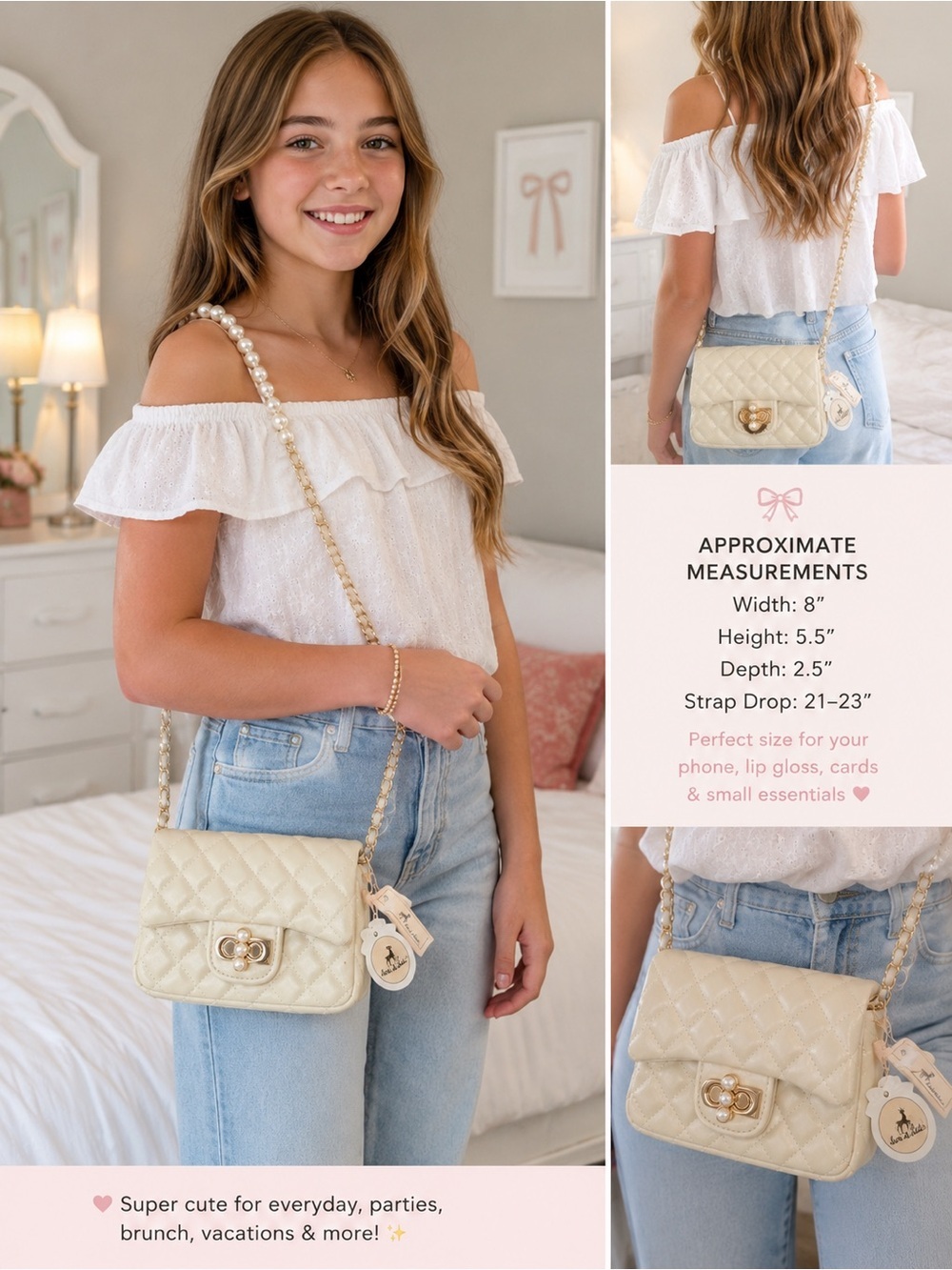 NWT Doe A Dear Quilted Pearl Crossbody Purse ✨
Retail $55 • Brand New With Tags